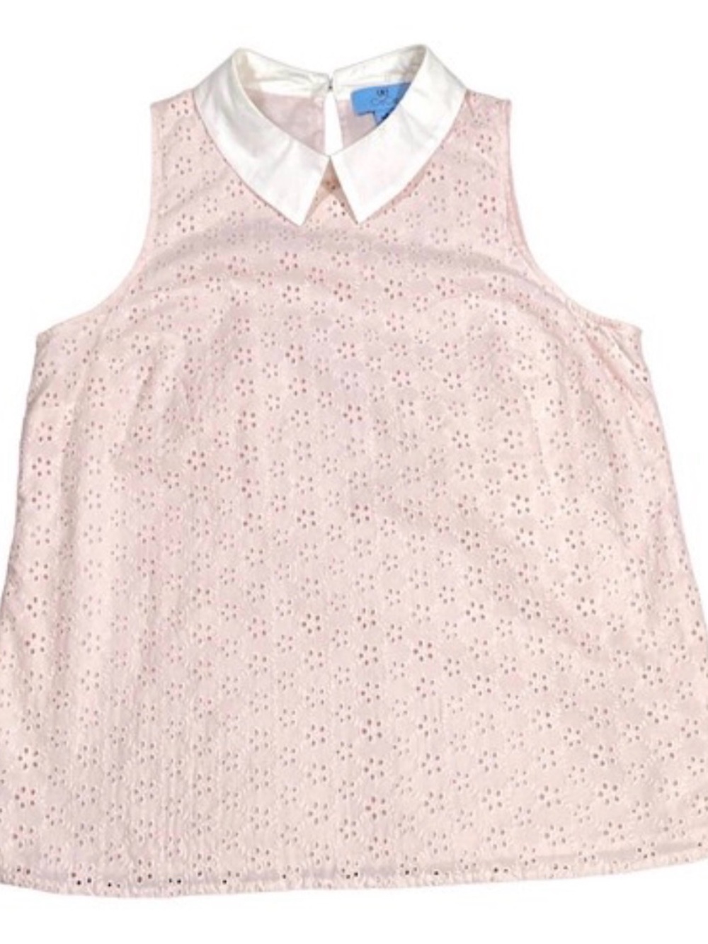 CeCe Blush Pink Eyelet Sleeveless Peter Pan Collar Blouse XL